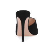 2018 summer stilettos high heels 12cm peep toe white black mules ladies evening party shoes big size
