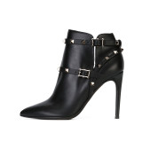 Arden Furtado 2018 spring autumn ankle boots shoes woman sexy fashion rivets zipper stilettos high heels 11cm