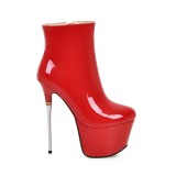 platform ankle boots stilettos round toe high heels 16cm red gold silver night club shoes woman ladies