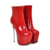 platform ankle boots stilettos round toe high heels 16cm red gold silver night club shoes woman ladies