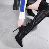 stilettos high heels 11cm over the knee boots shoes for woman sexy Fringed elastic boots pointed toe summer boots