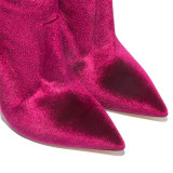 Arden Furtado autumn pointed toe over the knee boots fahsion shoes woman ladies slip on stilettos Fuchsia Stretch boots