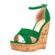 2018 summer high heels 15cm platform peep toe cork heels green red wedges sandals casual shoes woman