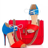 stilettos heels fashion sandals big size woman shoes evening cross tied peep toe shoes