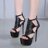 summer platform evening party shoes ladies cage sandals peep toe stilettos fashion extreme high heels 12cm