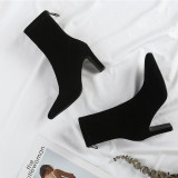 2018 autumn winter zipper ankle boots chunky heels black zipper grey  Stretch boots