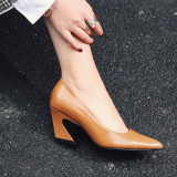 Arden Furtado summer 2019 fashion trend women's shoes Strange style heels pointed toe concise mature office lady pure color slip-on pumps