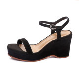 Arden Furtado 2018 summer high heels 9cm platform peep toe wedges sandals