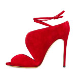 stilettos high heels 11cm peep toe cage sandals shoes for woman red evening party shoes