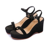 Arden Furtado 2018 summer high heels 9cm platform peep toe wedges sandals