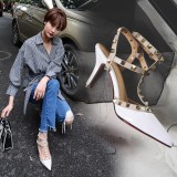 summer high heels stilettos pointed toe fashion rivets sandals shoes for woman