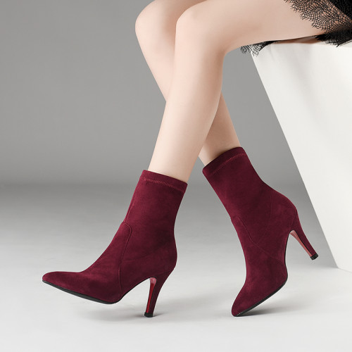 Us 50 2018 Autumn Winter Stretch Boots Ankle Boots Burgundy