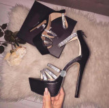 platform high heels 12cm black chunky heels platform crystal rhinestone sexy evening party shoes