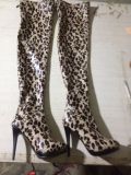 2018 autumn Leopard round toe woman's shoes platform over ther knee thigh high boots stilettos booties