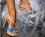 2018 summer high heels 12cm stilettos platform peep toe narrow band shoes sexy elegant evening party shoes