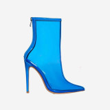 Arden Furtado shoes summer boots stilettos high heels 10cm back zipper pointed toe clear pvc fashion royalblue women's sandals