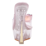 summer crystal rhinestone wedges clear pvc platform slippers slides high heels 14cm