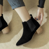 Arden Furtado winter genuine leather slip on chelsea boots 5cm fashion shoes woman hoof heels ankle boots women size 33 40
