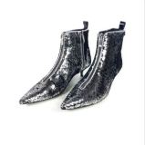 stilettos ankle boots shoes for woman zipper lower heels glitter bling bling pointed toe stilettos boots