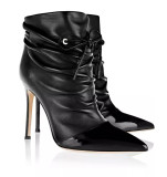Pleated stilettos ankle boots high heels stilettos fashion pointed toe booties women's shoes big size