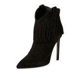 Stiletto Boots Suede Pointy Toe Heeled Booties for Women