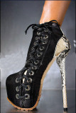 Serpentine heels platform round toe sexy high stiletto heels women's boots fashion shoes ladies