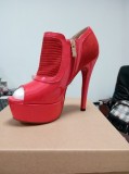 20118 stilettos high heels 15cm platform high heels peep toe ankle boots red zipper shoes