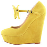 spring autumn platform wedges buckle ankle strap wedges butterfly knot pumps yellow red green purple pink high heels 15cm