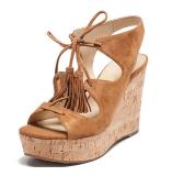cork wedges platform high heels lace up brown sandals shoes for woman ladies casual rome sandals