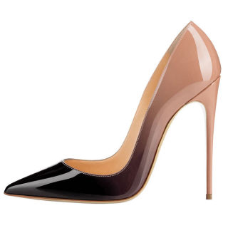 2018 autumn slip on stilettos high heels 12cm Leopard gradual change color pumps big size women's shoes