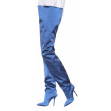 Jumpsuits boots stilettos satin cloth over the knee thigh high long boots orange blue red green pink fashion women's shoes big size