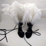 Summer high heels 12cm feather shoes stilettos sexy open toe ankle strap sandals women's shoes ladies pvc party shoes