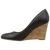cork wedges high heels nude black leather pumps pointed toe shoes for woman ladies office lady