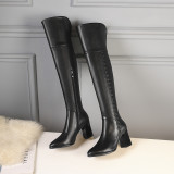 Arden Furtado spring autumn winter back zipper full leather shoes ladies chunky heels over the knee boots