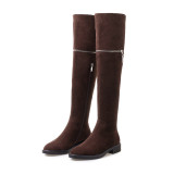 Arden Furtado 2018 spring autumn winter round toe over the knee high brown boots woman shoes ladies