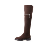 Arden Furtado 2018 spring autumn winter round toe over the knee high brown boots woman shoes ladies