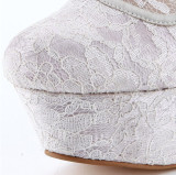 wedding shoes high heels platform white lace up pumps stilettos