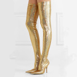 women's shoes over the knee boots glitter Stretch boots big size shoes sequined cloth ladies gold siver fashion thigh boots