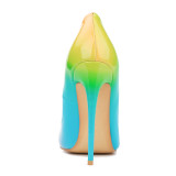 Arden Furtado 2018 spring autumn slip on stilettos high heels 12cm pointed toe rainbow pumps big size fashion lady party shoes