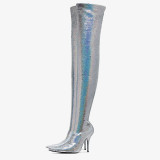 women's shoes over the knee boots glitter Stretch boots big size shoes sequined cloth ladies gold siver fashion thigh boots
