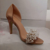 Arden Furtado spring autumn slip on stilettos high heels 8cm peep toe satin shoes
