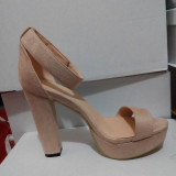 2018 summer high heels 15cm chunky heels open toe women's shoes platform sandals big size 45 pink sandals