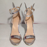 wings sandals stilettos high heels 12cm peep toe women's sandals ladies evening silver party shoes