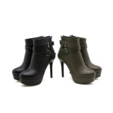 Arden Furtado autumn winter platform high heels 12cm stilettos round toe platform stilettos buckle ankle boots women's shoes ne