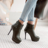 Arden Furtado autumn winter platform high heels 12cm stilettos round toe platform stilettos buckle ankle boots women's shoes ne