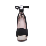 Arden Furtado spring autumn platform stilettos high heels 13cm round toe black suede crystal ankle strappy fashion lady party shoes