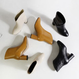 big size ankle boots slip on chunky heels  women's shoes genuine leather matin boots
