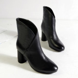 big size ankle boots slip on chunky heels  women's shoes genuine leather matin boots