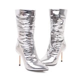 Arden Furtado 2018 spring autumn zipper sexy stilettos party shoes ladies slip on pointed toe  mid-calf boots