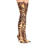 spring autumn Leopard high heels 10cm over the knee boots stilettos high heels boots women's shoes